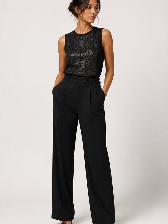 Helmut Lang Tops - Helmut Lang Black Textured Leather-Front Tank $495 Retail